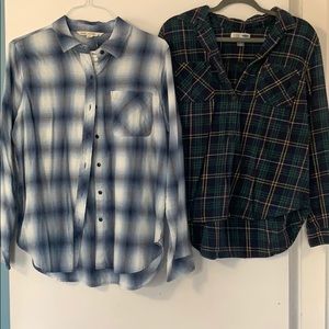 Two plaid button down shirts